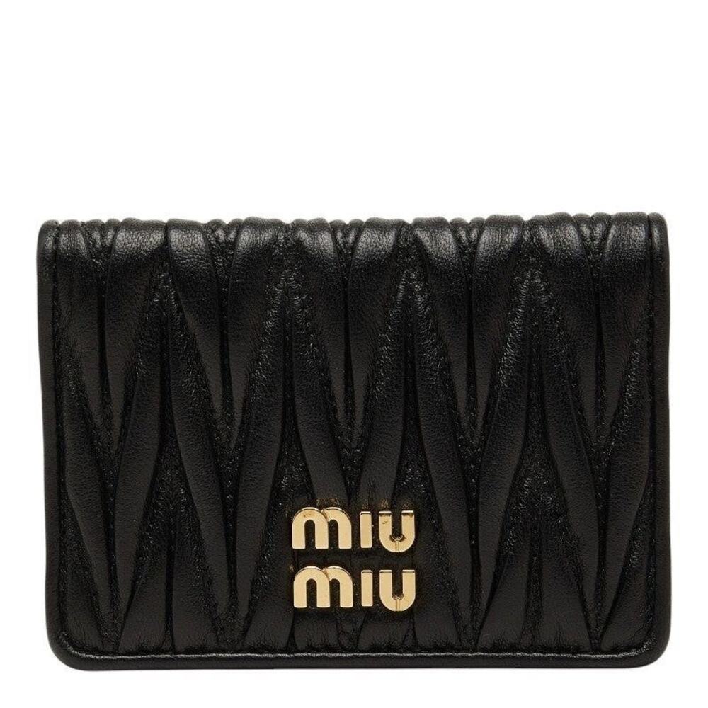 Miu Miu Matelasse Leather Card Case Black